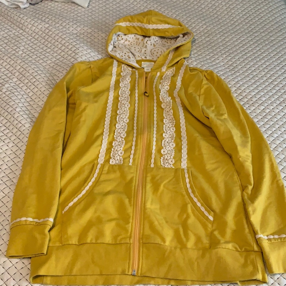 Peekaboo Chic Mustard Hoodie Size S/M